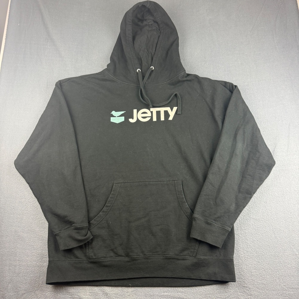 Jetty Appareal Company Hoodie Men's 2XL Black Logo Graphic Spellout Pullover